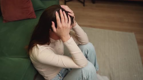 Woman Feeling Sad Tired and Anxious Suffering From Depression in the Field of Mental Health is