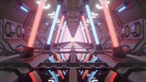 Animação 3D de um corredor de ficção científica, corredor, loop sem costura