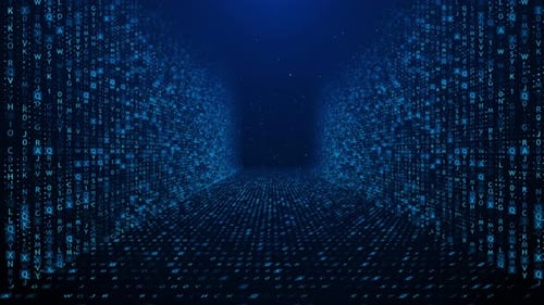 Digital Tunnel Virtual Space Fantastic Technology Shiny Binary Numbers Cyberspace Tunnel Particles