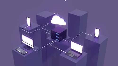 Cloud Computing, Big Data, Data Storage Concepts Animation.