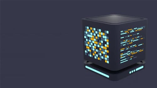 Animação 3D do servidor. Renderização 3D do servidor de computador. Computação em nuvem