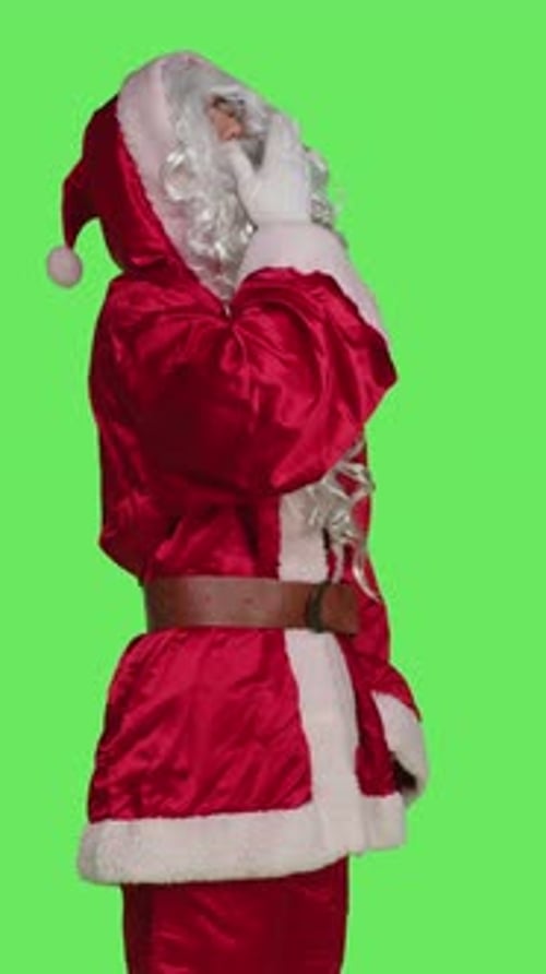 Vertical Video Side View of Overworked Santa