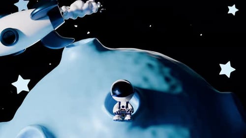 Cartoon Astronaut Loop Animation Satisfying Video