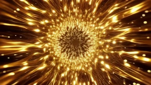 Luxury Golden Energy Tunnel Abstract Motion Background