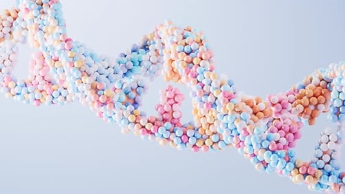 Animated DNA Helix with Colorful Spheres for Science and Medicine