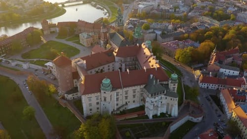 Krakow, Poland. Wawel royal Castle and Cathedral, Vistula River