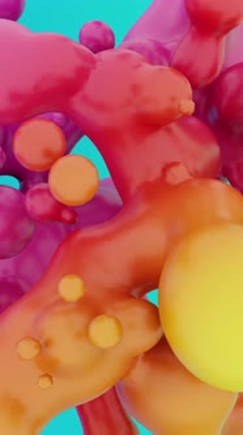 Metallkugeln mit Farbverlauf, Rot, Gelb, Rosa, Vertikal, Lebendig, Buntes Design, 3D Blobs Loop