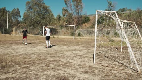 Soccer Players In Movement Passing The Ball And Shooting