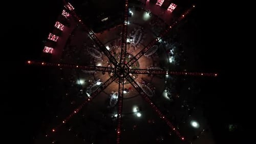 Aerial View of Outdoor Wedding Reception at Night