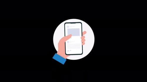 Vídeo de animación sobre conceptos de redes sociales desplazándose a mano - Transparente