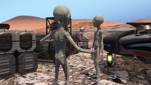 Aliens are Repairing a Space Shuttle or Spaceship on