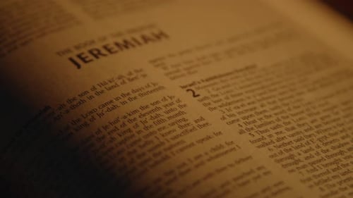 Old Book of Jeremiah Open on Pages