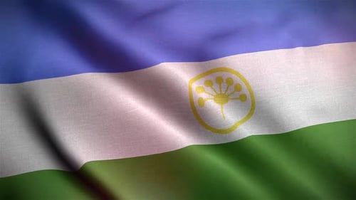 Realistic Waving Flag of Bashkortostan with Fabric Texture
