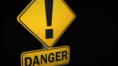 3D Animation of Yellow Danger and Exclamation Warning Signs