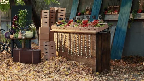 Healthy Locally Grown Fruits and Vegetables on Farmers Market Stand