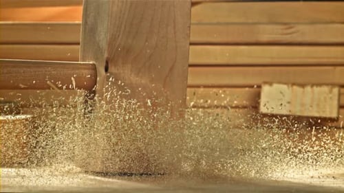 The Hammer Hits the Wooden Table Filmed on a Highspeed Camera at 1000 Fps