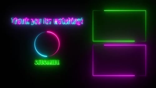 Youtube End Screen Neon Frame Green & Pink V8