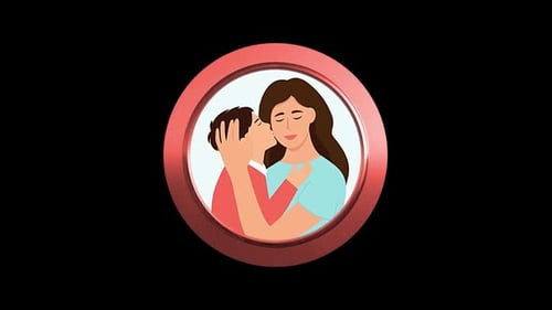 Mom Hugs Her Son Loop Animation