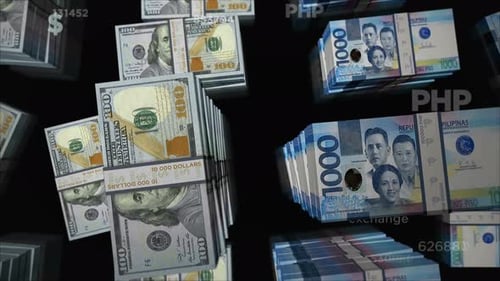 US Dollar and Philippine Peso money exchange loop