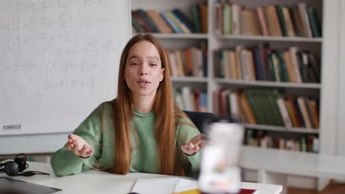 Woman Explains Math Concepts in an Online Tutorial