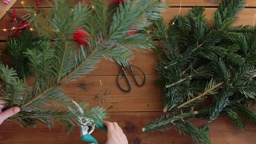 Winter Holidays, Diy and Hobby Concept - Close Up of Woman With