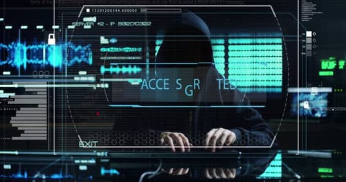 Le hacker essaie d'entrer dans le système à l'aide de codes et de chiffres pour trouver le mot de passe de sécurité.Le hac