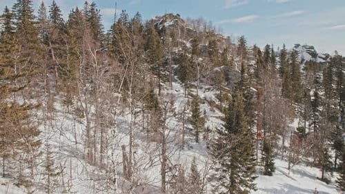 Mountain Top On Winter Day