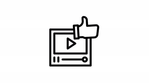 animación de iconos de línea de marketing de vídeo