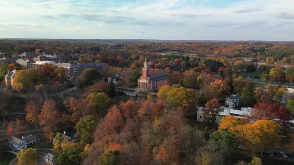 Aerial view of Swasey Chapel at Denison University, Granville, Ohio ...