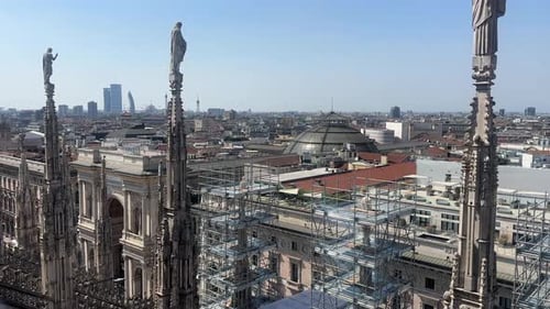 Milan city italy view from Duomo di Milano looking over the town
