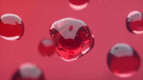 Dynamic Red Fluid Spheres Abstract Motion Background