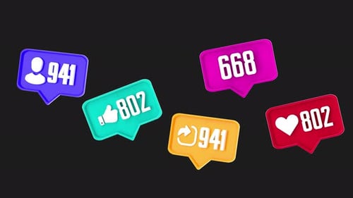 3D Animation Of Like Repost Follower Counters
