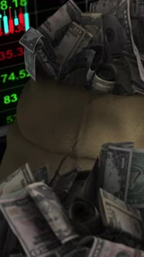 Cash Pile Cinematic Financial Market Background Vertical