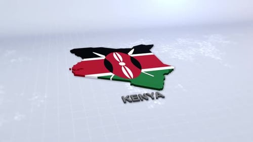3D Animated Map of Kenya with Flag and Name
