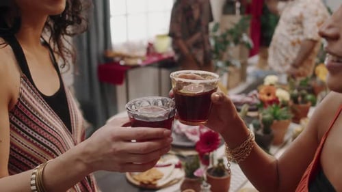 Friends Toasting Drinks at Birthday Celebration