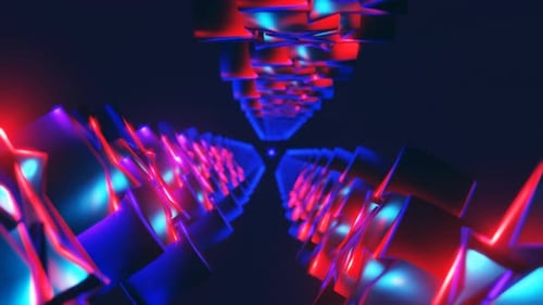 Lumières stroboscopiques rythmées et formes géométriques changeantes dans une boucle fluide