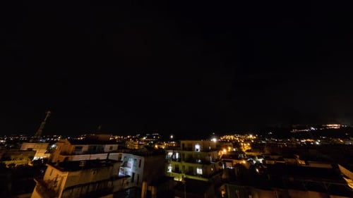 Time Lapse Lightning in the Sky at Night in the City
