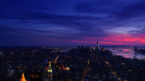 New York City Manhattan USA City Skyline with Freedom Tower / One World Trade Center shot in 4k at s
