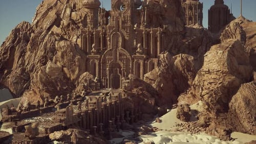 Solitary Cliffside Temple Amid Rugged and Windblown Landscape