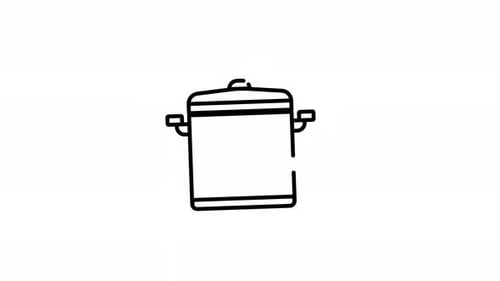 Animated Cooking Pot Line Icon with Opening Lid