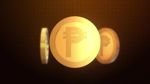 Animation zur Goldmünze mit Peso-Währungssymbol