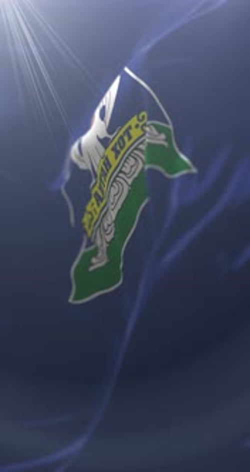 Waving Flag with Emblem and Subtle Light Rays