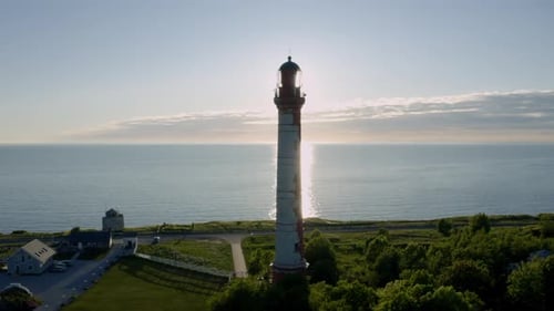 Light House and Baltic Sea Landscape in Summer time,