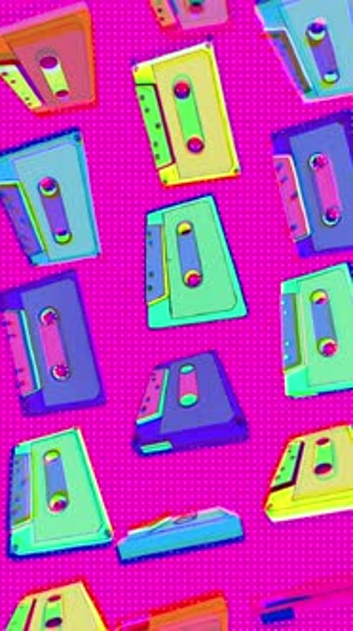 Vibrant Retro Cassette Tapes Animated Background Loop