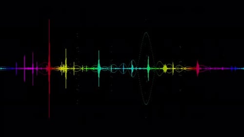 Vibrant Audio Waveform Animation on Black Background – Neon Music Visualization