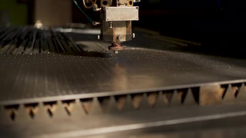 Industrial CNC Laser Cutting Machine Cuts Metal Sheet