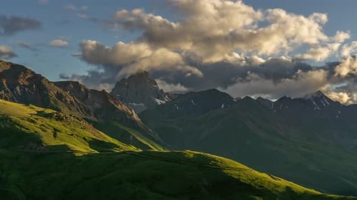Mountains and Dramatic Sky at Sunrise