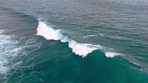Aerial View on Storm Sea Landscape of Blue Water and Ocean Waves at High Tide