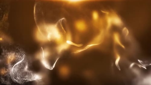 Goldener Flammenpartikelwellenhintergrund Luxus-Partikelrauchflusshintergrund