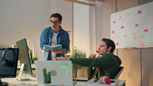 Project Managers Brainstorming Computer at Room Colleagues Discussing at Office